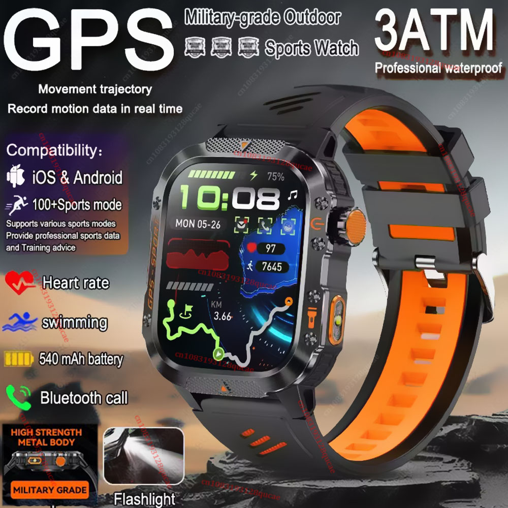 Smartwatch X12 - 2026 밀리터리 아웃도어 스마트워치 남성용 GPS