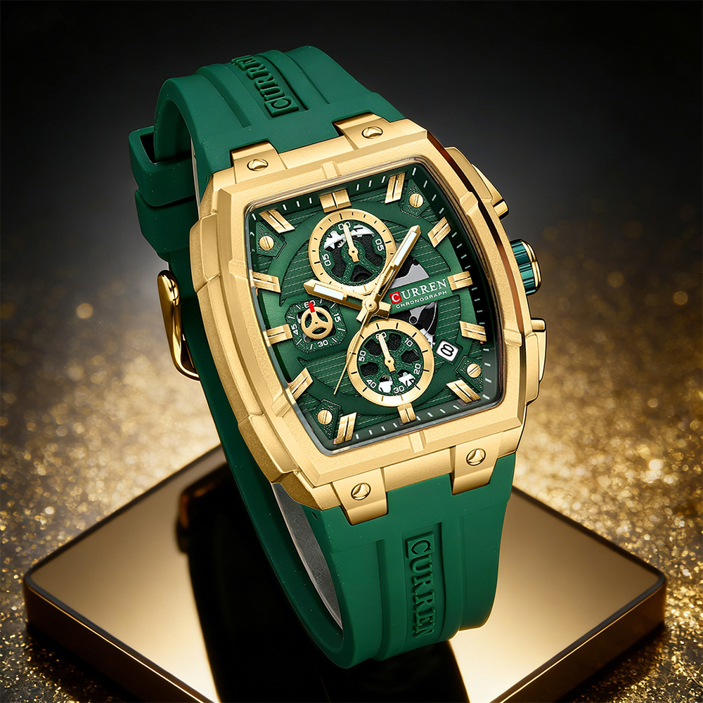 Accessories With Watch - CURREN 남성용 럭셔리 빈티지 시계, 실리콘