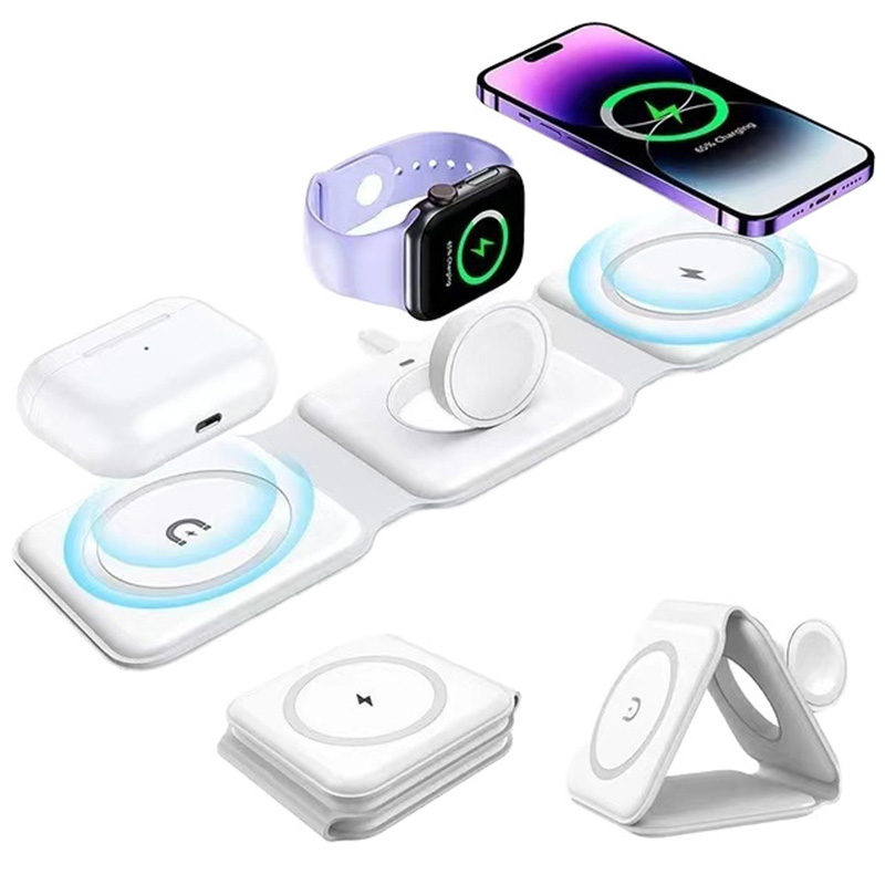 Wireless Charger Watch - 3-in-1 마그네틱 폴딩 무선 충전기, 15W