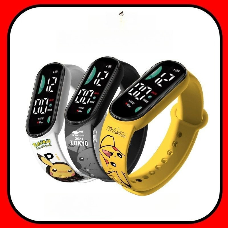 Accessories With Watch - 포켓몬 만화 패턴 디지털 시계 학생용