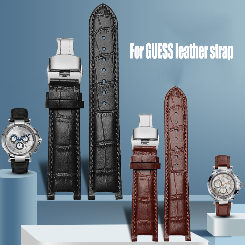 Smartwatch Guess - 남성용 악어 그레인 소가죽 시계 스트랩,