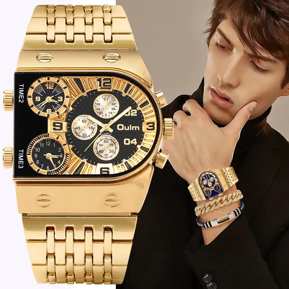 남성용 고급 직사각형 금은 대형 문자판 야광 방수 쿼츠 - Smartwatch Faces 리뷰 및 가격