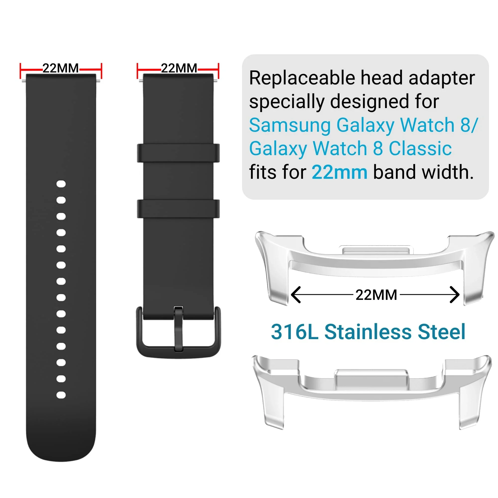갤럭시 시계 8 40/44mm 22mm에 대 한 삼성  - Watch Band Connector 리뷰 및 가격