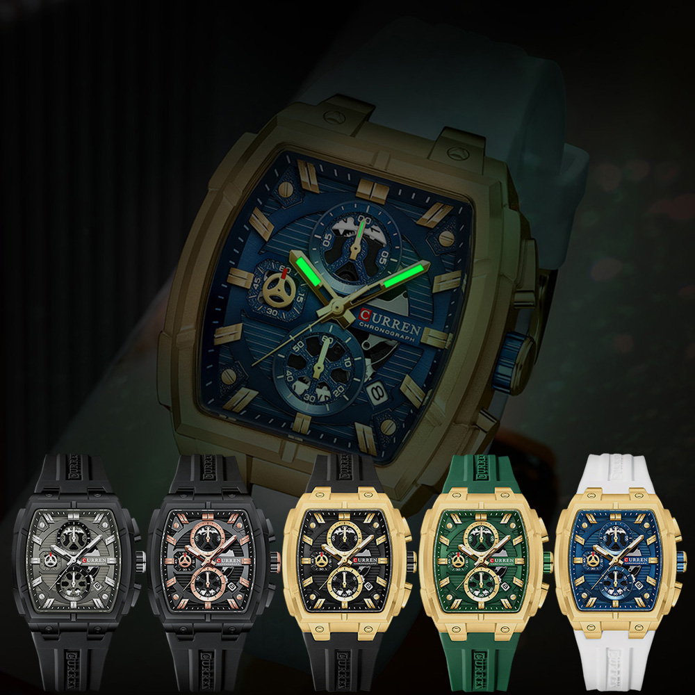 CURREN 남성용 럭셔리 빈티지 시계, 실리콘 스트랩 - Accessories With Watch 리뷰 및 가격