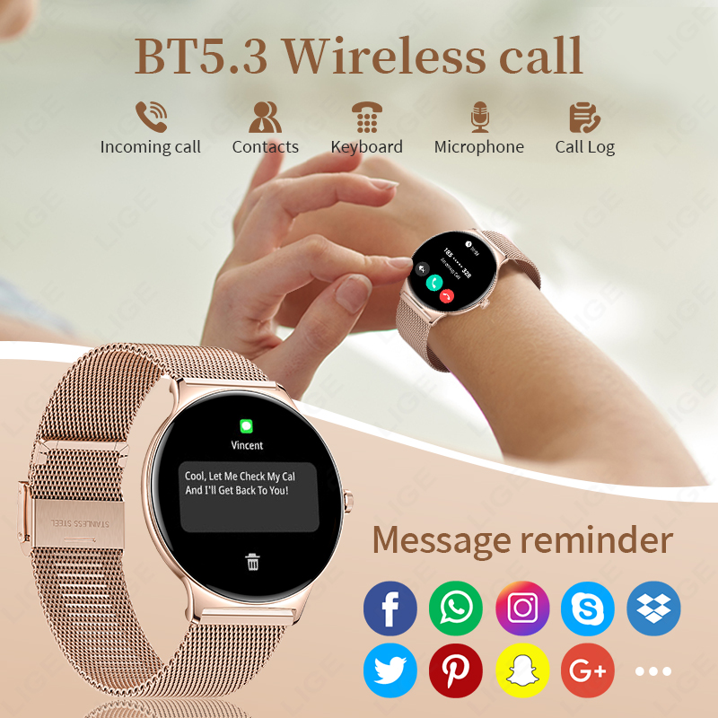 LIGE 신형 초슬림 스마트워치 여성용 1.43인치 A - Smartwatch Custom 리뷰 및 가격