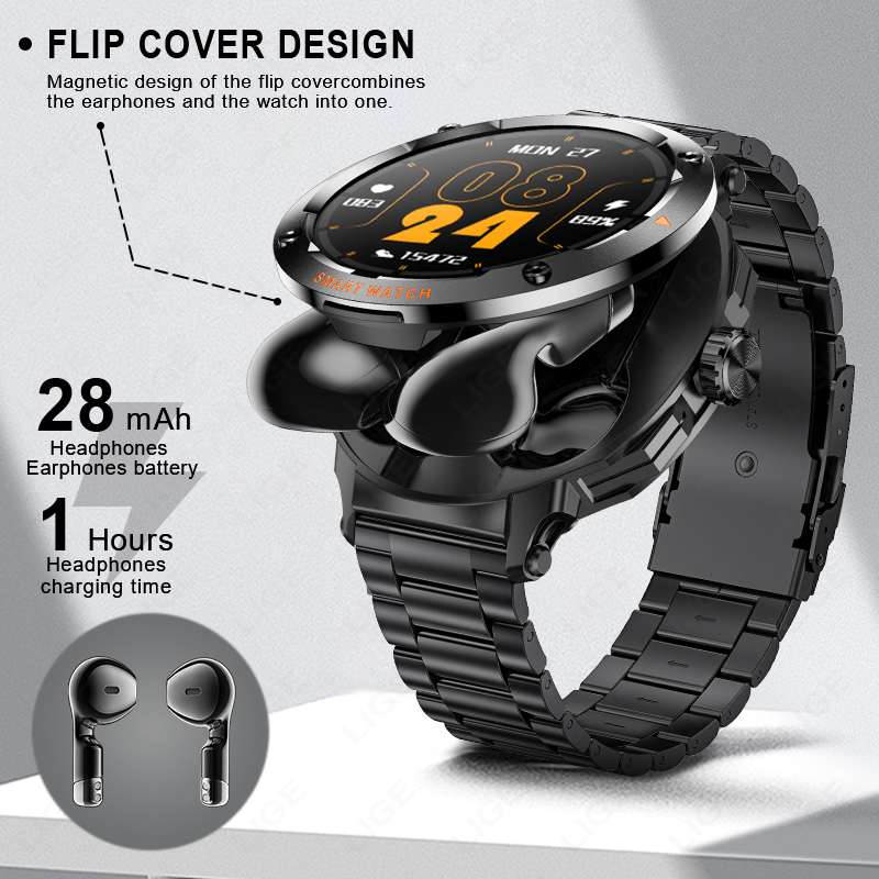 새로운 남성용 2 In 1 헤드셋 스마트 시계 블루투스 - Smartwatch Headset 리뷰 및 가격