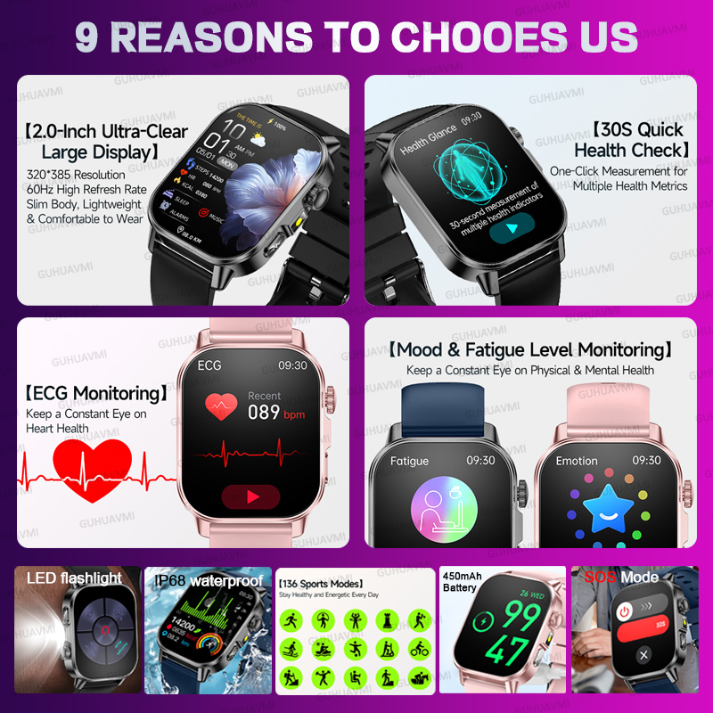 새로운 오리지널 여성 맞춤형 AI 건강 스마트워치 EC - Android Smartwatch Accessories 리뷰 및 가격