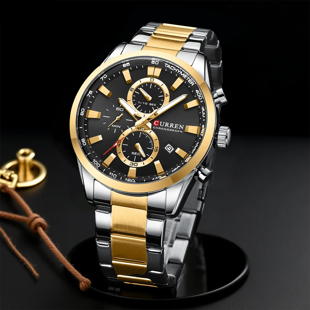 CURREN 캐주얼 쿼츠 크로노 스포츠 시계 남성용 브 - Accessories With Watch 리뷰 및 가격