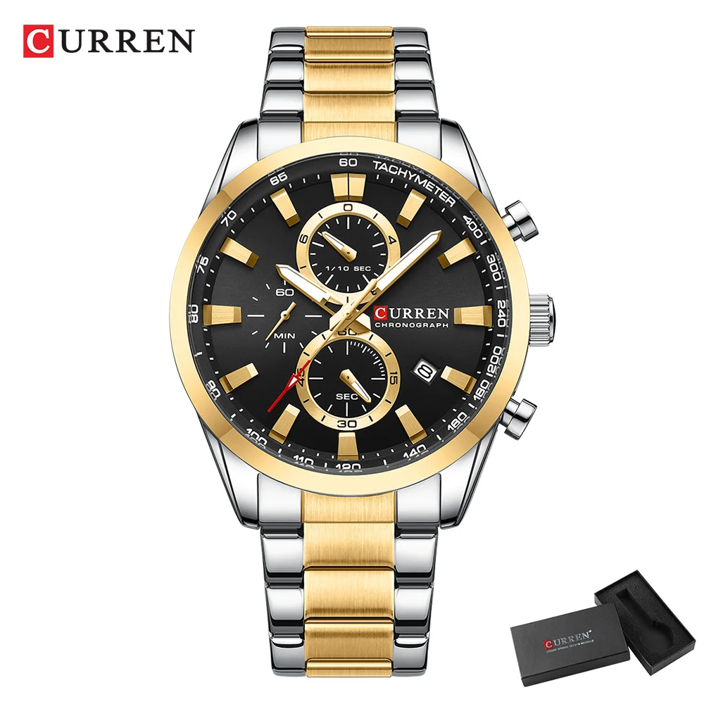 CURREN 캐주얼 쿼츠 크로노 스포츠 시계 남성용 브 - Accessories With Watch 리뷰 및 가격