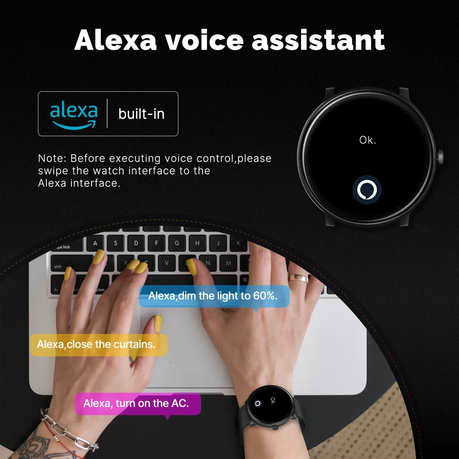 MOES 스마트 워치 알렉사 내장 피트니스 트래커 심박 - Smartwatch Touch 리뷰 및 가격