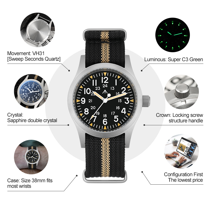밀리타도 ML05 빈티지 시계 VH31 스윕 세컨드 무 - Smartwatch Nexus 리뷰 및 가격