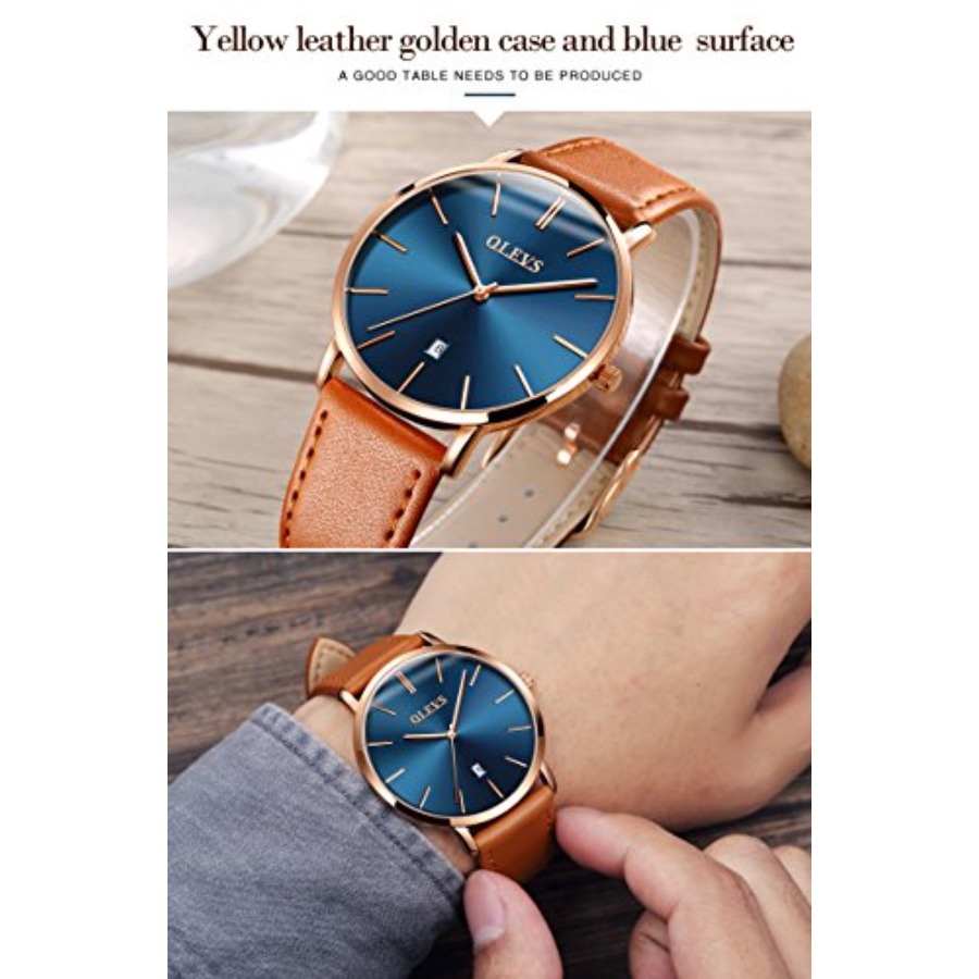 OLEVS 남성용 가죽 시계 블랙 울트라 씬 6.5mm - Smartwatch Touch 리뷰 및 가격