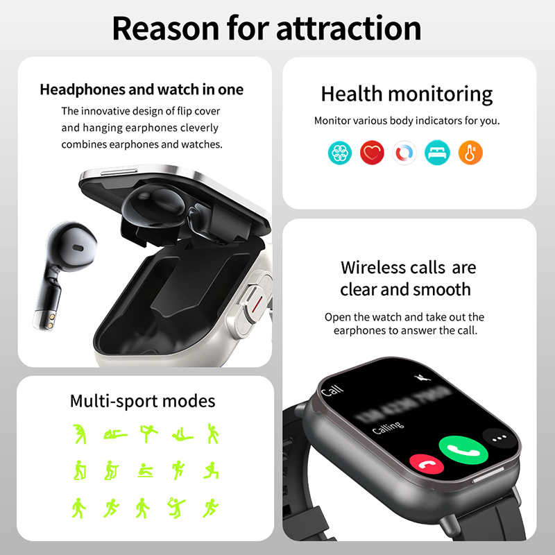 새로운 TWS 2 in 1 스마트워치(헤드폰 내장) 스 - Smartwatch Headset 리뷰 및 가격